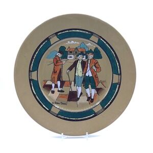 Buffalo Pottery Signed Deldare Ware 8"‎ Plate Ye Olden Times 1908 Antique Rare